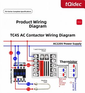 Diagram kelistrikan TC4S dengan AC Contactor untuk kontrol pemanas 220V